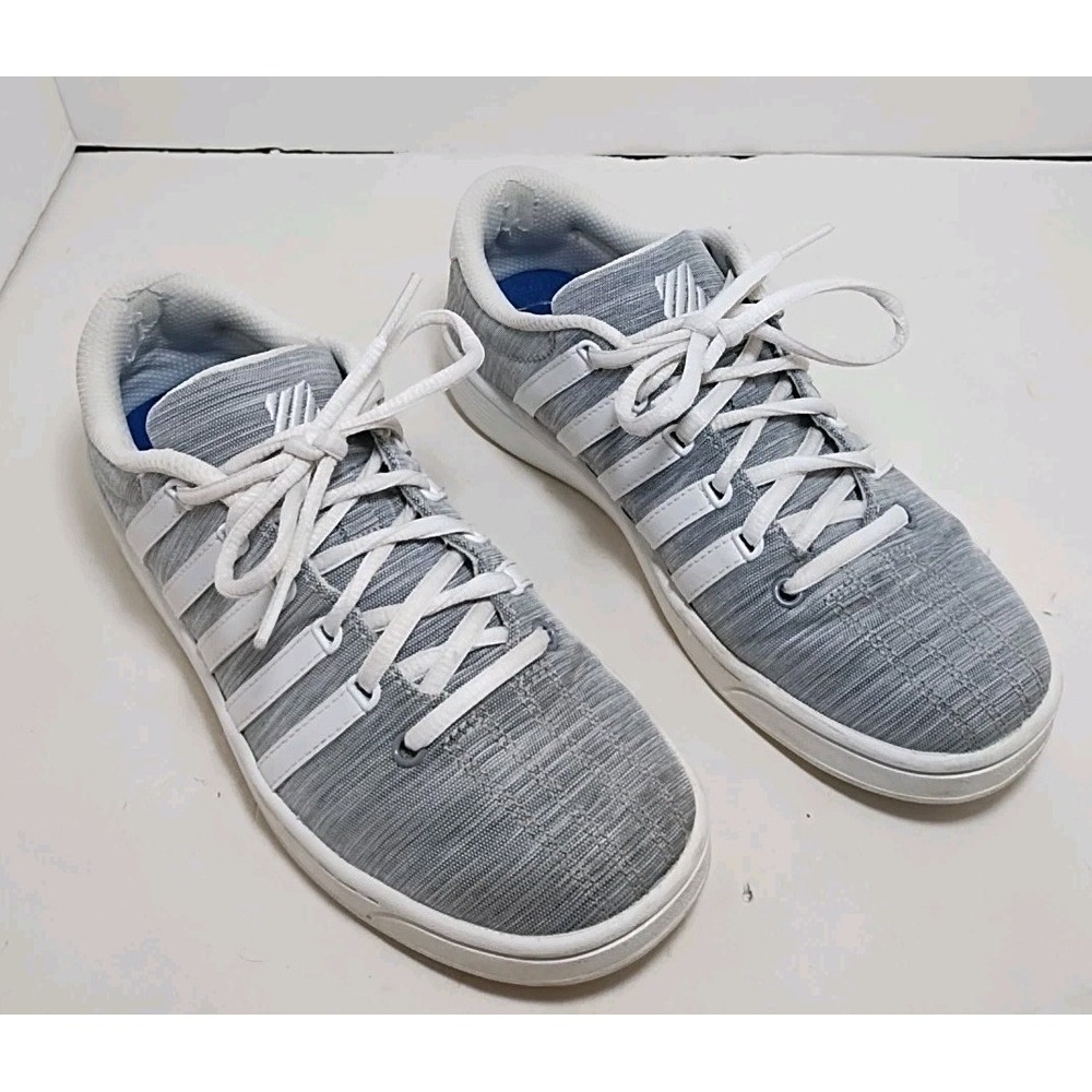 K-Swiss Sneakers Women's 6.5 Gray Canvas Tennis Shoes White Stripes Kswiss - Picture 1 of 13